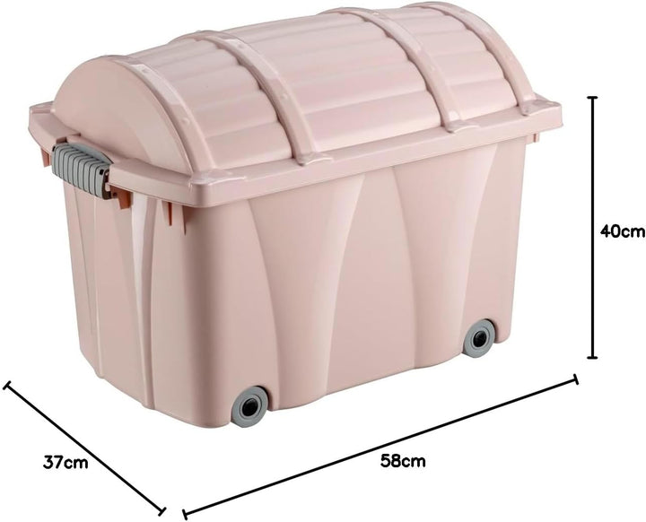 keeeper Piraten-Box, Aufbewahrungsbox mit Rollen und Verschluss, 58 x 37 x 40 cm, Kamil Pure, Pink (