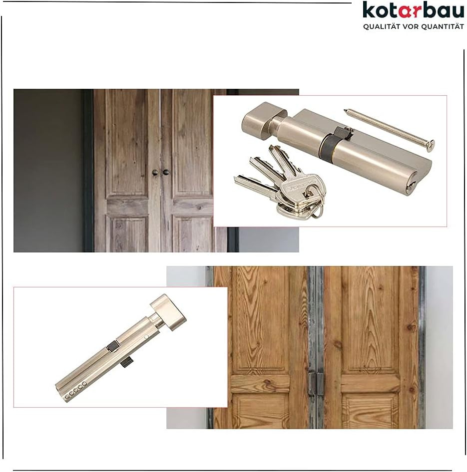 KOTARBAU Schliesszylinder 35/45 Nickel Mit Knauf Zylinderschloss Profilzylinder Türzylinder Schloss