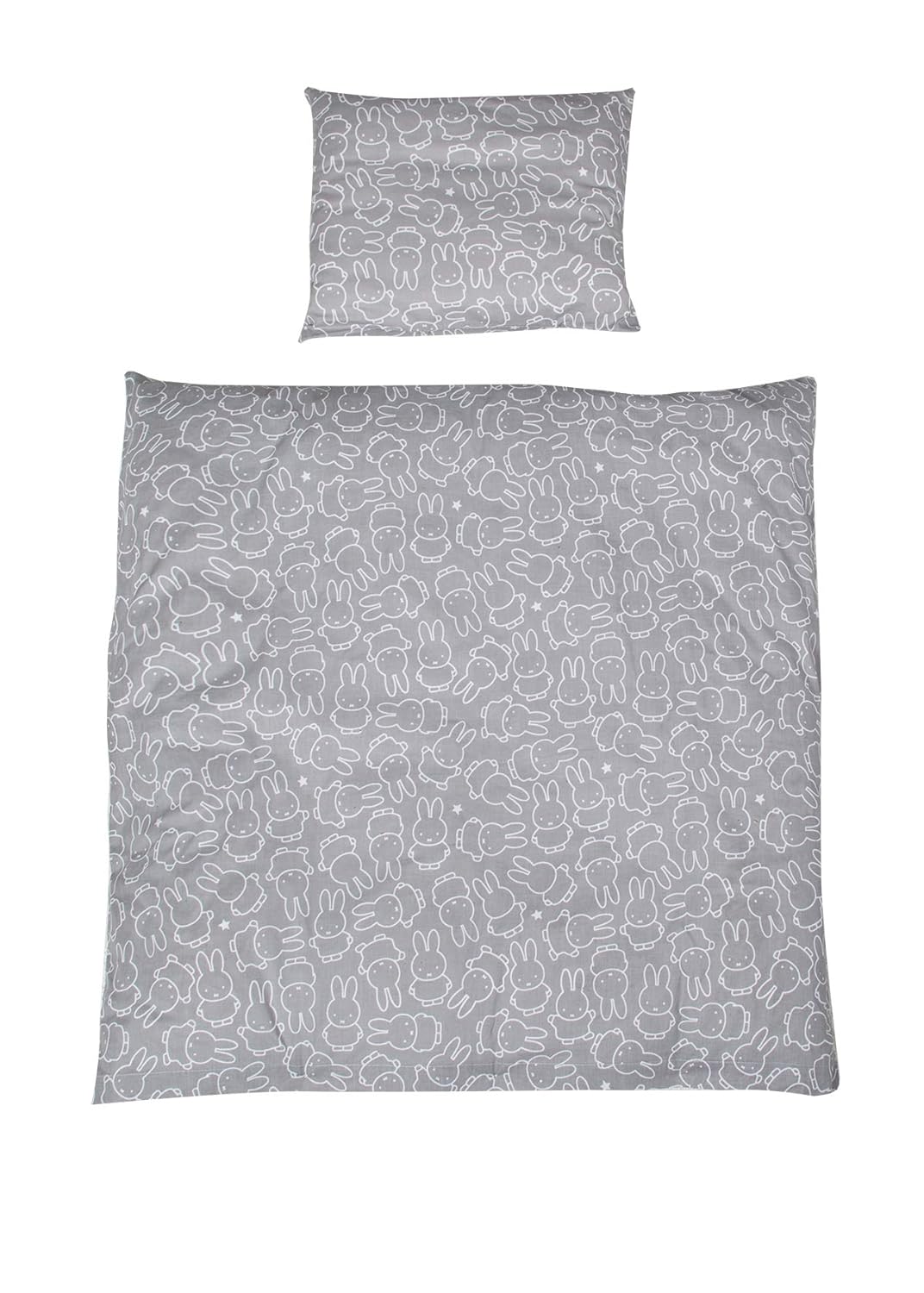 roba Babybettwäsche miffy 80 x 80 cm - Bettwäsche Set 2 teilig - Hasen Motiv - Baby Wendebettwäsche