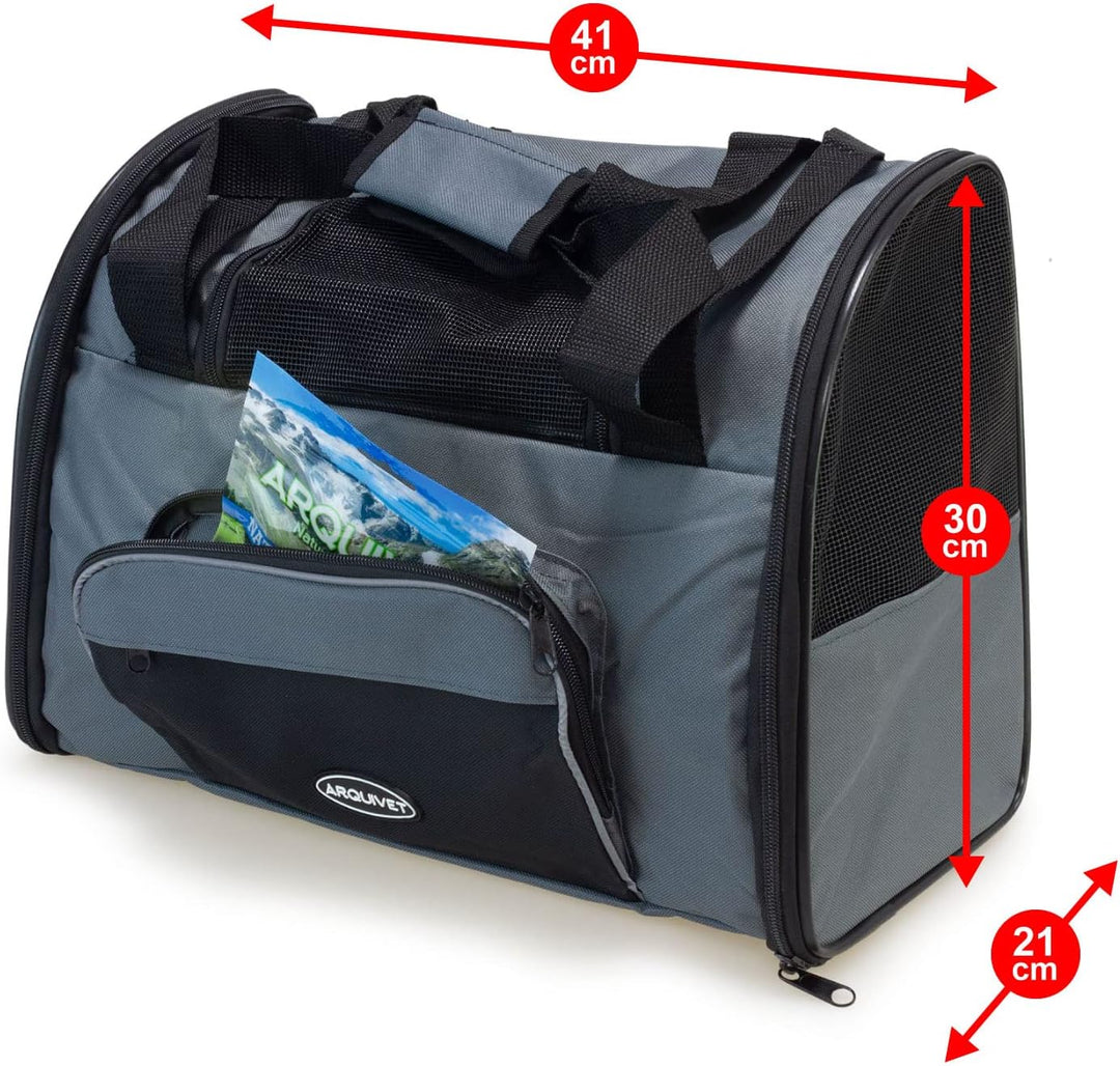 Arquivet Luxury Rucksack für Hunde und Katzen – 3 Öffnungen – 41 x 21 x 30 cm – Transporttasche für