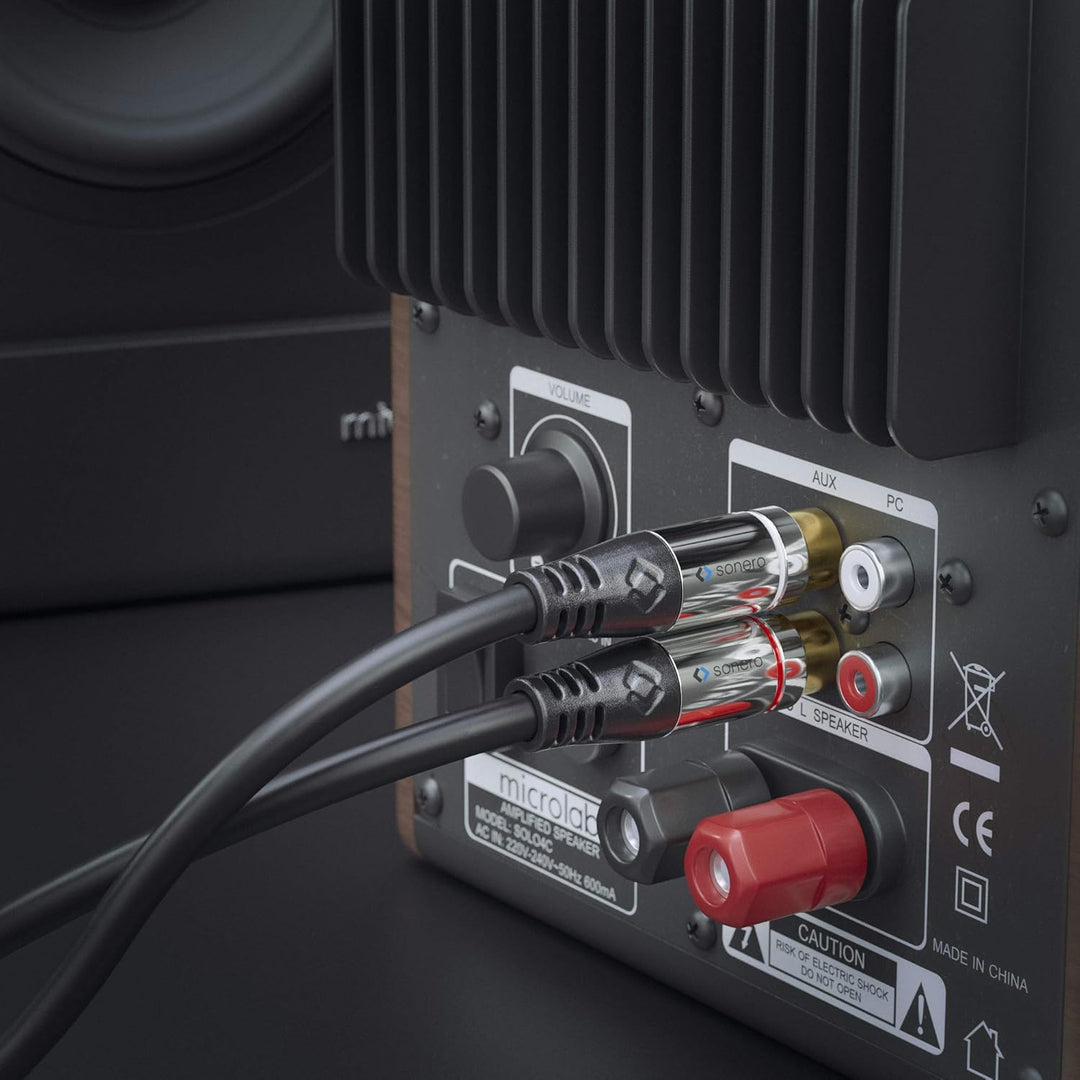 Sonero® Premium 7,50m Cinch Kabel, 1x Cinch auf 2x Cinch, Audio Y-Kabel, Subwoofer, HiFi-Anlage, Ver