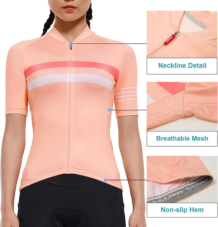 Santic Fahrradtrikot Damen Langarm Radtrikot Damen Fahrradshirt/Radshirt/Bikeshirt MTB mit Taschen X
