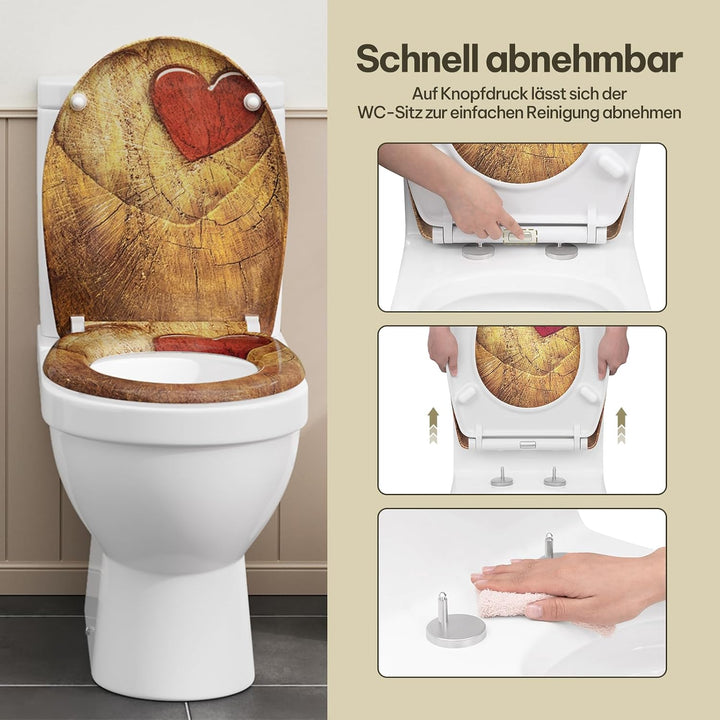 eSituro Toilettendeckel, WC Sitz mit Absenkautomatik, Klodeckel mit Schnellverschluss, 360° verstell
