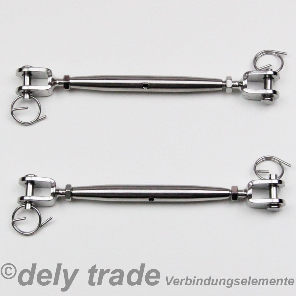 2 Stück Wantenspanner M8 Gabel/Gabel geschweisst, geschlossen, Edelstahl A4