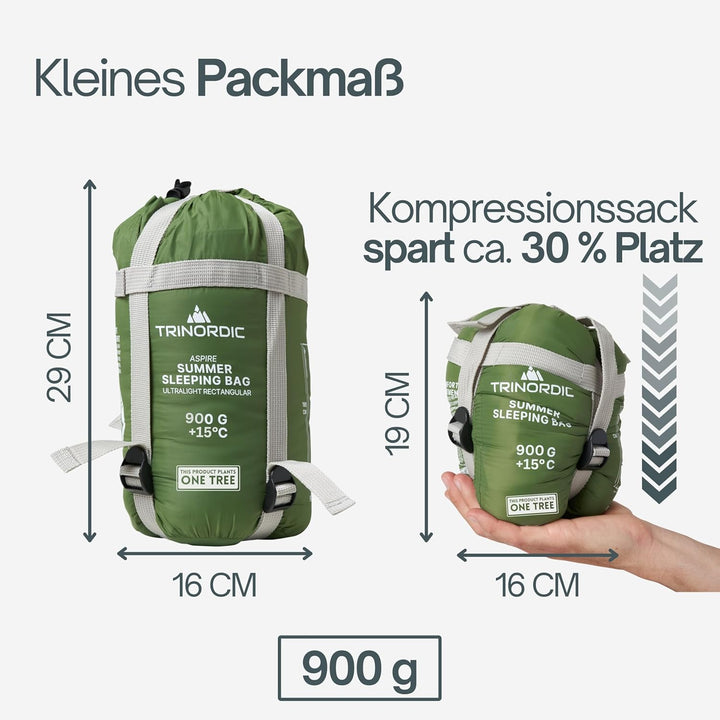 Trinordic Ultraleichter Sommerschlafsack – Mumienschlafsack für Erwachsene, Kompakt & Leicht, Ideal