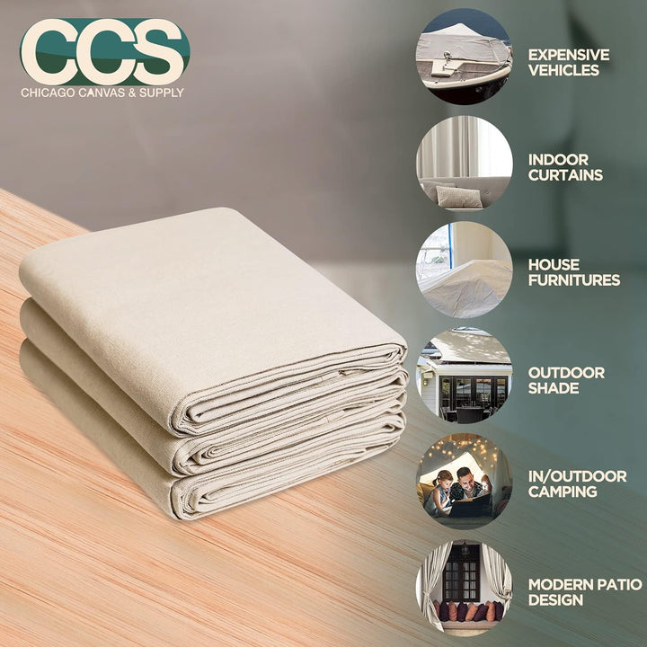 CCS CHICAGO Canvas & Supply Allzweck-Canvas-Baumwolltuch, 1,2 x 3,6 m 4' x 12', 4' x 12'
