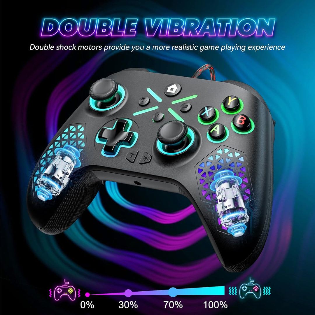 Gamrombo RGB Wired Controller für Xbox Series X|S, Xbox One, Kompatibel mit PCs, Gamepad mit Turbo &