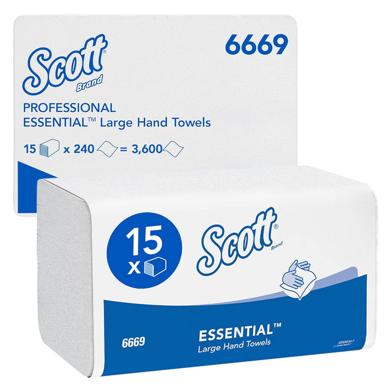 Scott Essential grosse Papierhandtücher 6669 – Multifold-Falthandtücher– 15 Packungen x 240 Papiertü