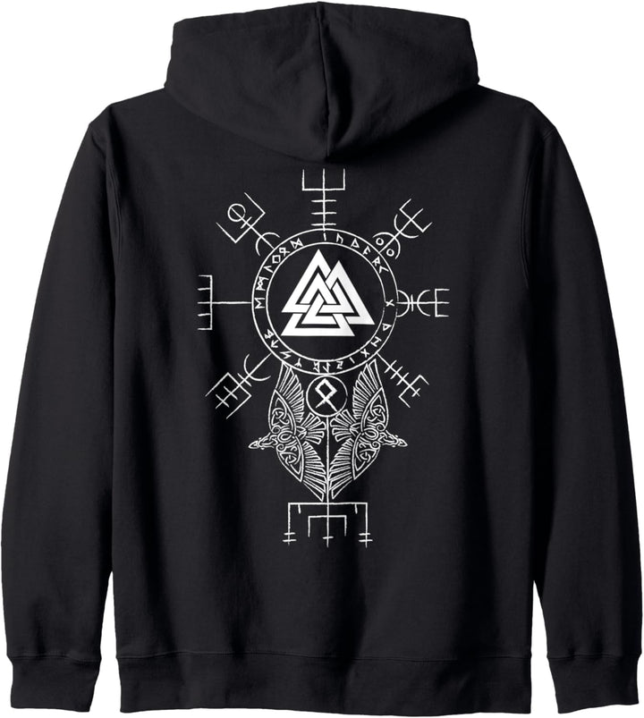 Nordischer Keltischer Vegvisir - Viking Valknut (on back) Kapuzenjacke
