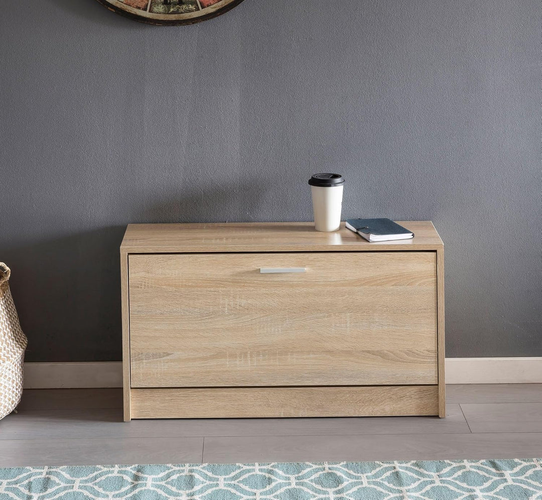 Wohnling Schuhkipper Split Modern 80 x 47 x 24 cm Holz Schuhregal Sonoma 1 Fach, Schuhkommode Flursc
