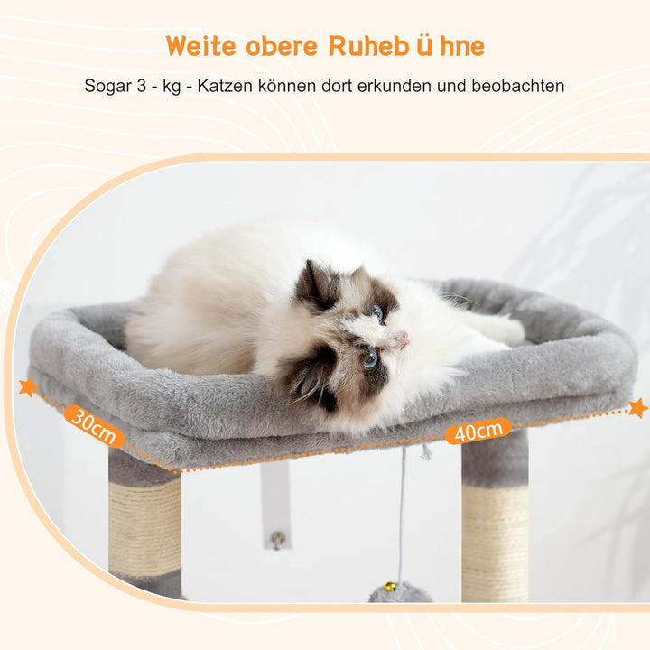 Heybly Kratzbaum, Katzenbaum mit Extra Grossem, Weichem Katzenkorb, Katzenkratzbaum mit Geräumigem K