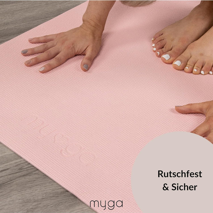 Myga Einsteiger-Yogamatte | Rutschfest & Leicht zu tragen – 4 mm Dicke | Ideal für Yoga, Pilates, Me
