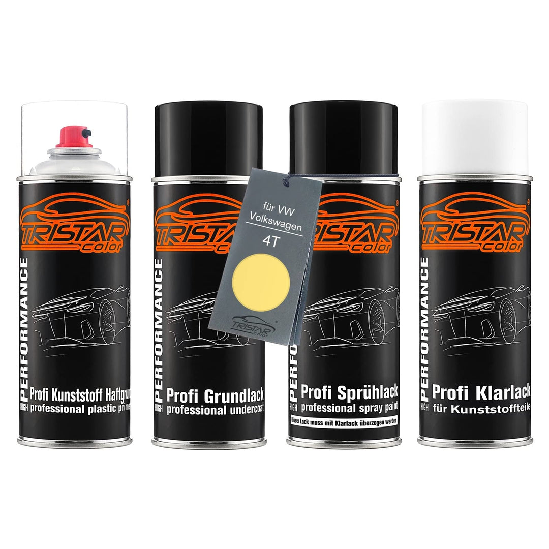 TRISTARcolor Autolack Spraydosen Set für Kunststoff Stossstange für VW/Volkswagen 4T Sari Gelb/Sarig