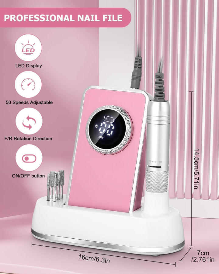 Nagelfräser 50000U/Min Elektrische Nagelfeile Wiederaufladbare,Professionelle Nagelfräser für Gelnäg