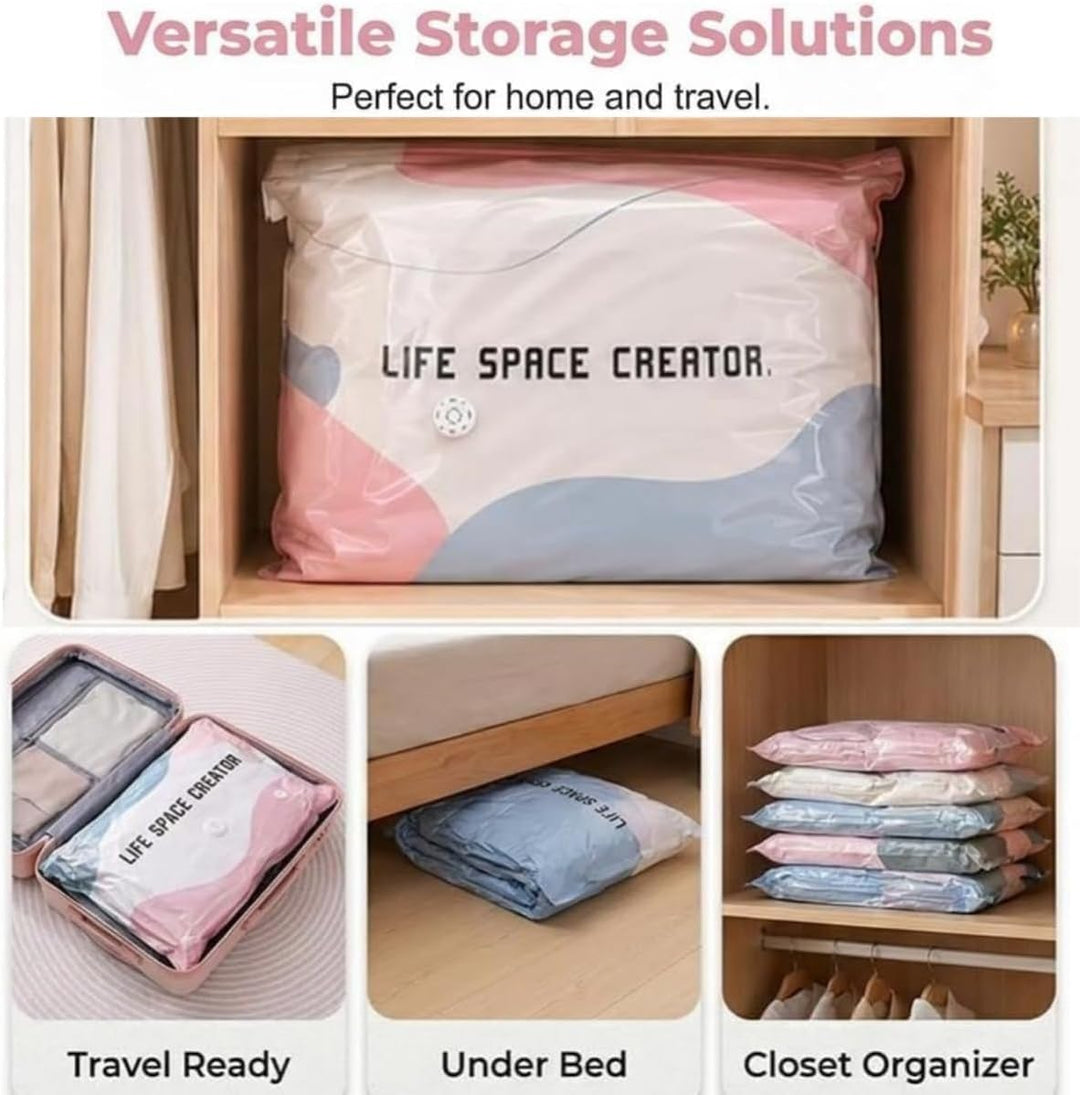 2 Stück No‑Pump Vacuum Storage Bags, 2026 Neu Vakuumbeutel Ohne Pumpe, Wiederverwendbar Kompressions