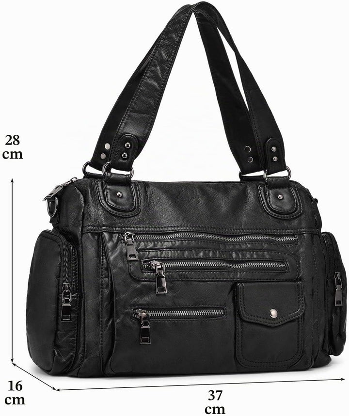 VINBAGGE Damen Handtasche Grosse Schultertasche PU Leder Henkeltasche Frauen Weiches Hobo Tasche Umh