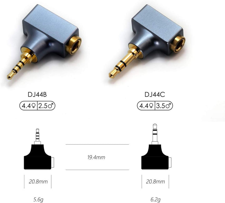 Linsoul DD HiFi DJ44C Mark II 4.4mm Female to 3.5 Male Headphone Adapter with Gold-Plated Copper Soc