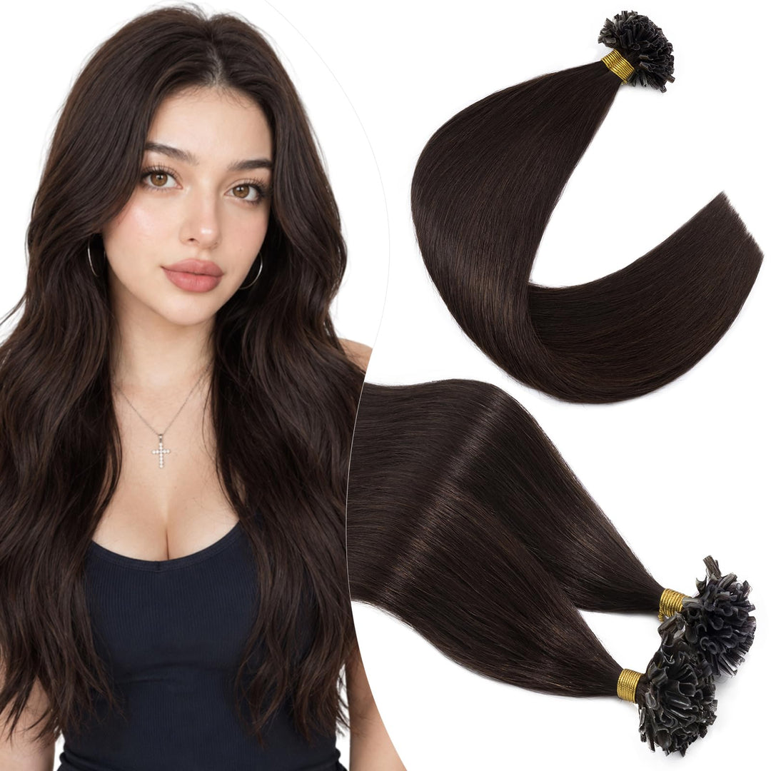 Elailite 100 Stück Extensions Echthaar Bondings 60cm 50g Haarverlängerung U-tips Keratin 0.5g/pcs 