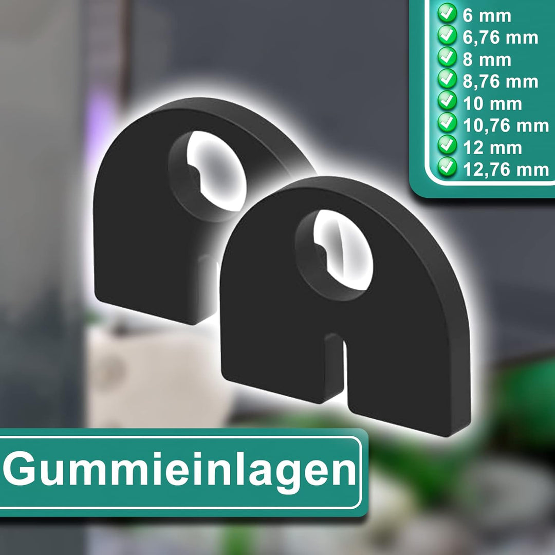 PRIOstahl Glashalter 4 Stück Glasklemmen Klemmhalter Glashalter mit Sicherungsplatte + Sicherungssti
