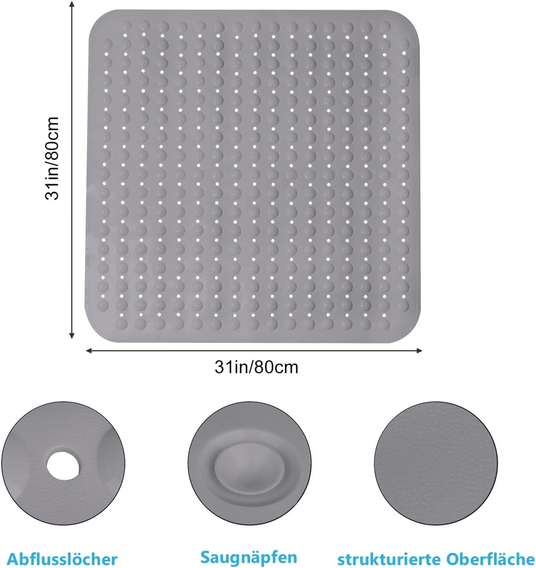 Lurowo Duschmatte rutschfest 80x80cm Duscheinlage, Antirutschmatte mit Saugnäpfe für Dusche oder Bad