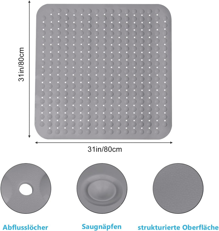 Lurowo Duschmatte rutschfest 80x80cm Duscheinlage, Antirutschmatte mit Saugnäpfe für Dusche oder Bad