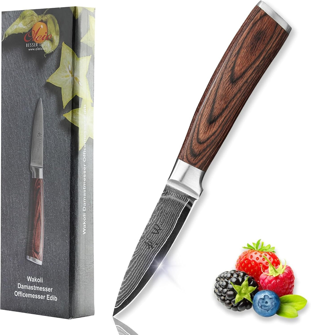 Wakoli EDIB Damastmesser Officemesser Gemüse Messer 8,50cm Klinge extrem scharf aus 67 Lagen I Damas