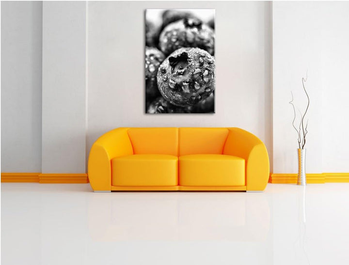 Pixxprint fruchtige Heidelbeeren / 100x70cm Leinwandbild bespannt auf Holzrahmen/Wandbild Kunstdruck