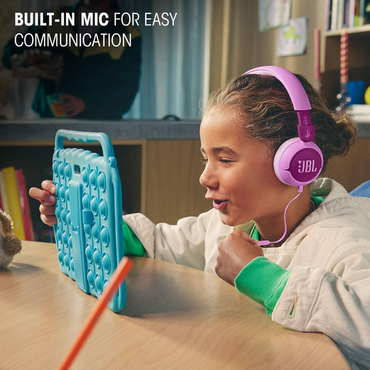 JBL Junior 320, On-Ear-Kopfhörer mit Kabel und eingebautem Mikrofon für Kinder, JBL Safe Sound, nied