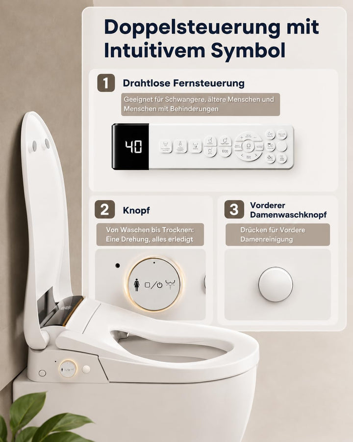 Smart Toilettensitz Bidet mit Doppel-Sprüharme, Japanische Toilette Sitz Beheizbare Klobrille, Dusch