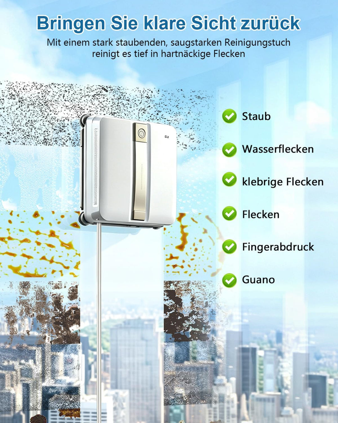 10 Stück Reinigungspad für MOVA N1 Fensterputzroboter, waschbare Mikrofaser Wischtücher für streifen