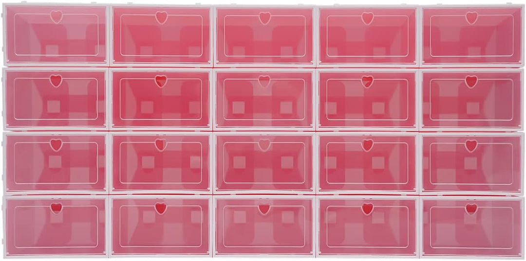 DSYOGX 20 Stück Schuhboxen Stapelbar, Faltbar und Stapelbar Schuhboxen, Schuhboxen transparente Schu