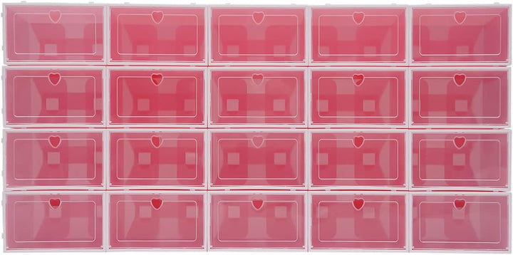 DSYOGX 20 Stück Schuhboxen Stapelbar, Faltbar und Stapelbar Schuhboxen, Schuhboxen transparente Schu