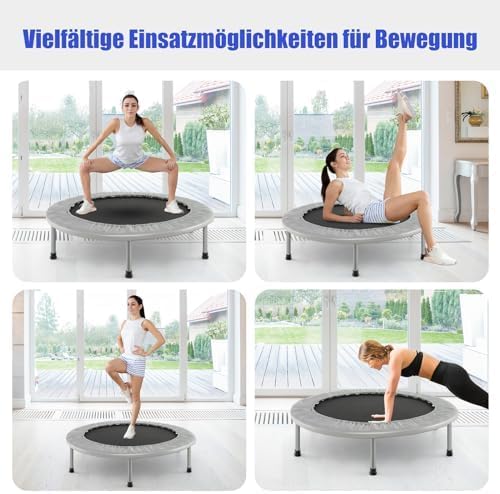 FANTASK φ97cm Mini Trampolin, Fitness Trampolin faltbar, Kindertrampolin bis 150kg belastbar