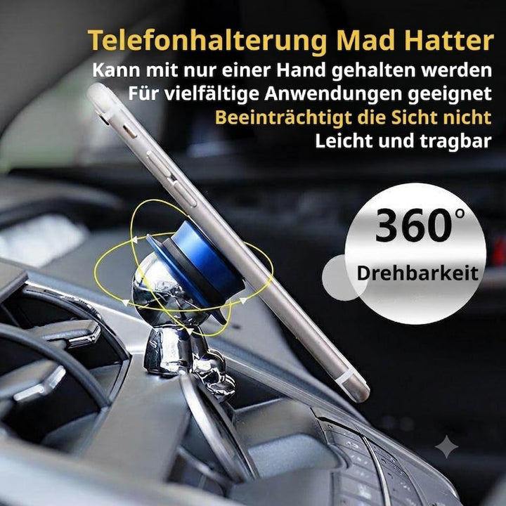 aokway Magnet Handyhalterung Auto – Lustige Mad Hatter Figur KFZ Handyhalter, 360° drehbar, Armature