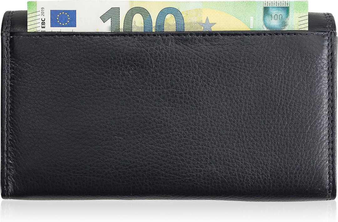 Josephine Osthoff Geldbörse Damen Leder Länglich Portemonnaie mit Bügelverschluss KleinGeldbörse Kre