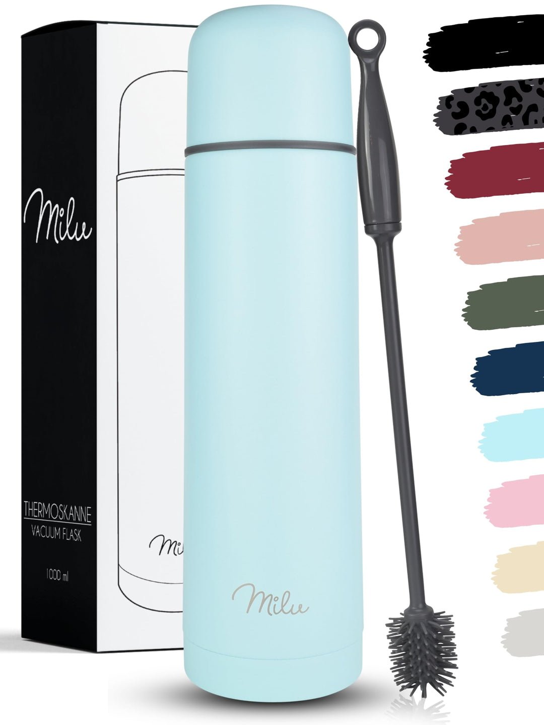 Milu Thermosflasche Thermoskanne Isolierflasche 1L, 750ml, 500ml - Isolierte Edelstahl Trinkflasche,