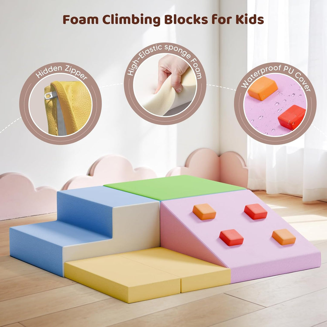 Schaumstoff Bausteine XXL Bunt, Indoor Klettergerüst für Kleinkinder ab 1 Jahr, Weiche Softblöcke mi