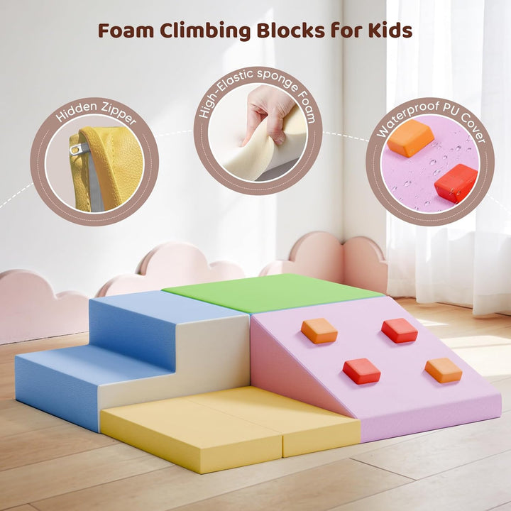 Schaumstoff Bausteine XXL Bunt, Indoor Klettergerüst für Kleinkinder ab 1 Jahr, Weiche Softblöcke mi