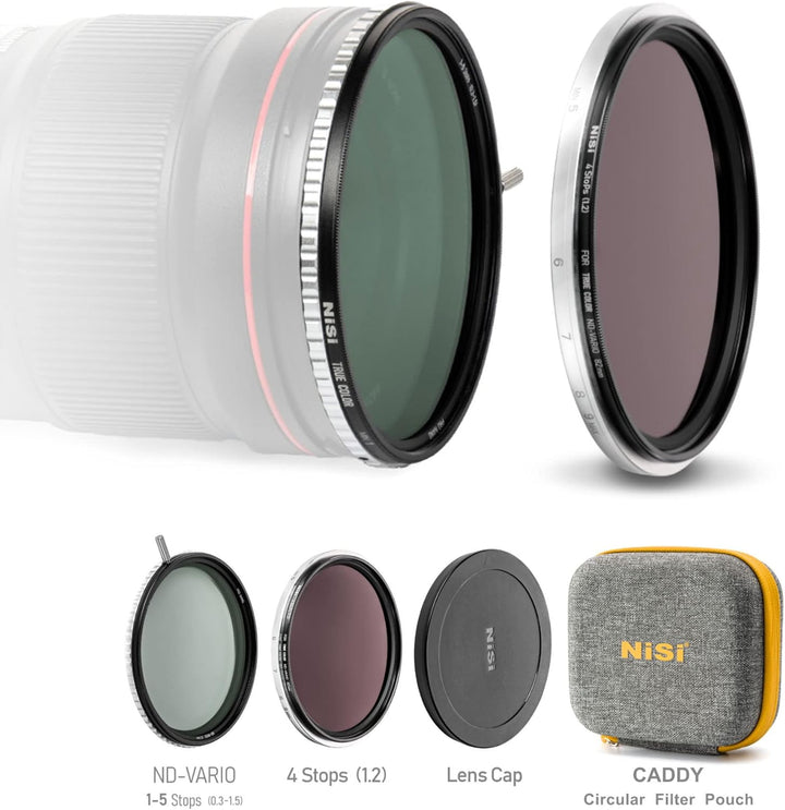 NiSi 72mm Swift VND Kit - Echte Farbe 1-5 Blends Variabel Filter ND + ND16 (1.2) 4 Blends Neutral Gr