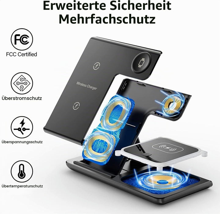 Kabelloses Ladegerät,Wireless Charger,3 in 1 Kabellose Ladestation, Schneller Kabelloser Ladeständer