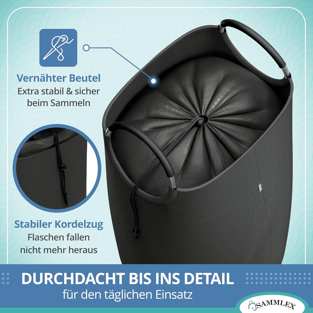 Pfandflaschenbeutel 90L Volumen für 50 Flaschen oder 70 Dosen 70 x 39 cm faltbar und wasserabweisend