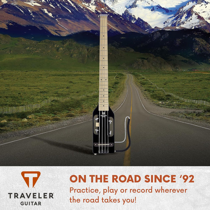 Traveler Guitar Ultra-Light Bassgitarre, Schwarz glänzend (ULB BKGMP) Schwarz glänzend Rechtshänder,