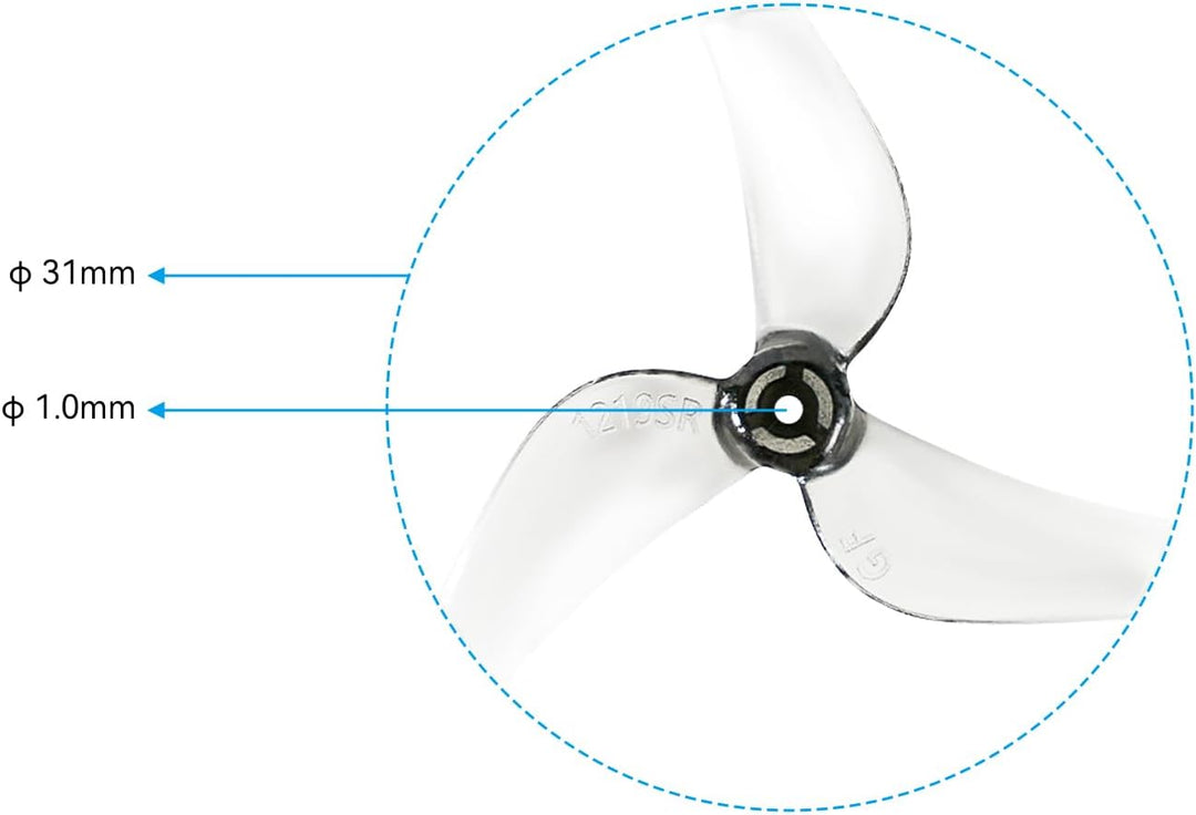 BETAFPV 16pcs Gemfan 1219S 3-Blade Propellers with 1.0mm Shaft Hole Compatible for 0702 Series Brush