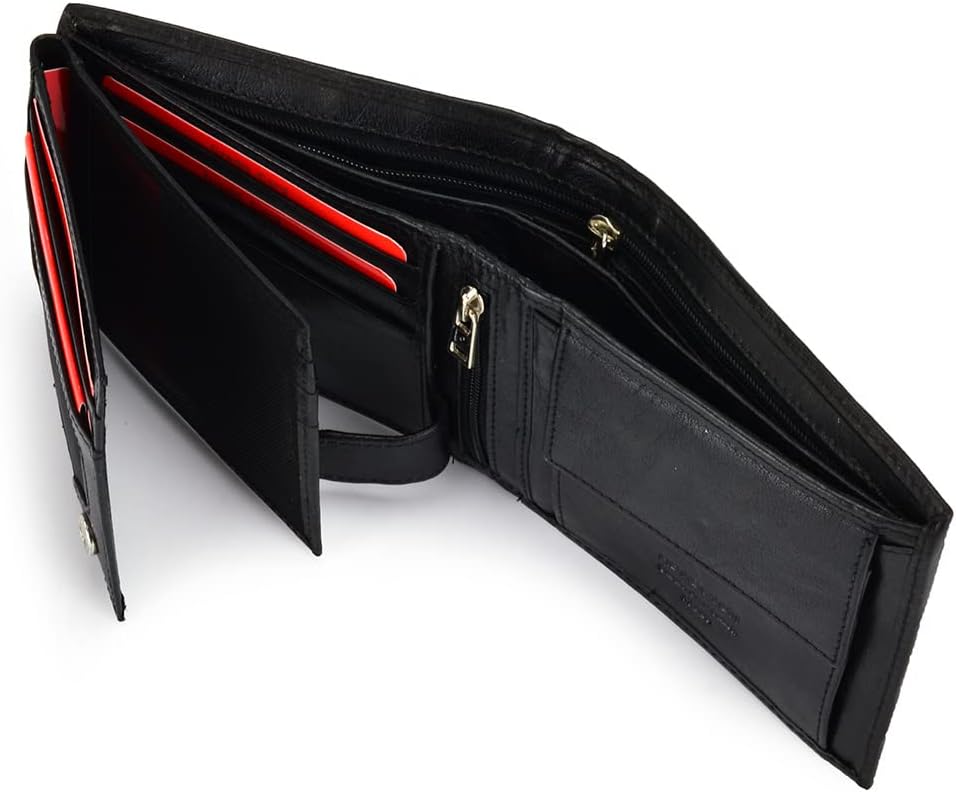 Pierre Cardin Herren Geldbörse aus echtem Leder mit Kartenfächern Münzfach Elegantes Schwarz, Elegan