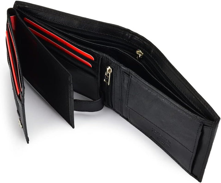 Pierre Cardin Herren Geldbörse aus echtem Leder mit Kartenfächern Münzfach Elegantes Schwarz, Elegan