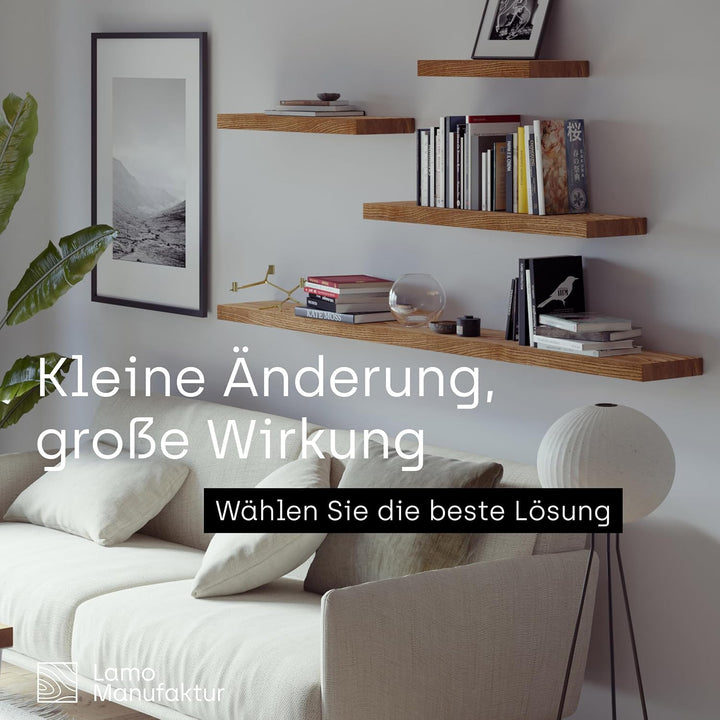 LAMO Manufaktur Wandregal Holz Gerade | Regal Farbe: Rustikal | Invisible: Schweberegal | 100 cm Inv