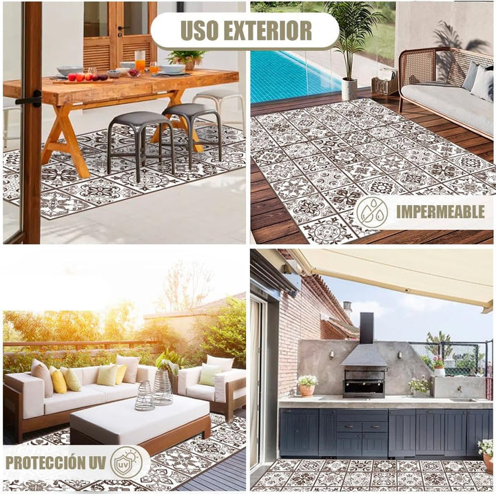Hydraulic Vinyl-Teppich, 120 x 60 cm, Braun - Küchenteppich - Badezimmerteppich - Rutschfester Esste