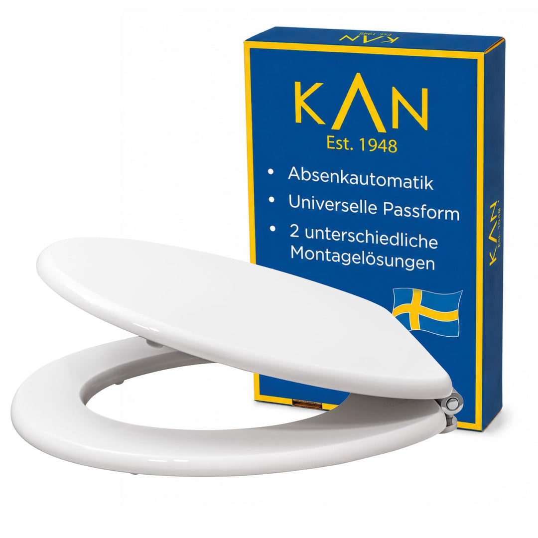 KAN Toilettendeckel mit Absenkautomatik - Universelle Passform -Klobrille ovale Form- Malmö - Befest