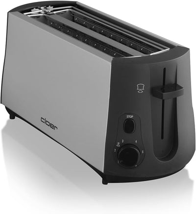 Cloer 3710 Langschlitztoaster für 4 Toastscheiben / 1380 W / integrierter Brötchenaufsatz / Nachhebe