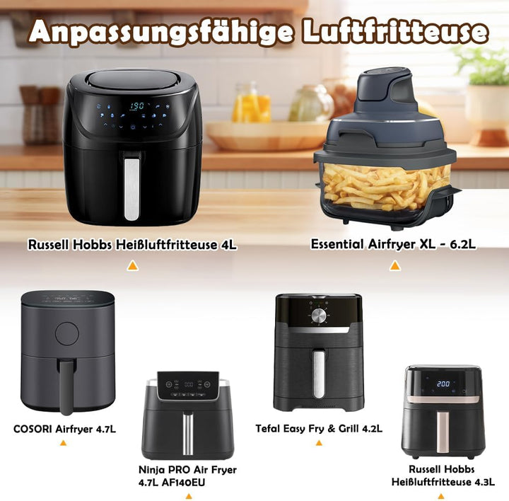 Airfryer Zubehör für Russell Hobbs 4L /Ninja PRO 4,7L AF140EU & 6,2L AF180EU Heissluftfritteuse, Kle
